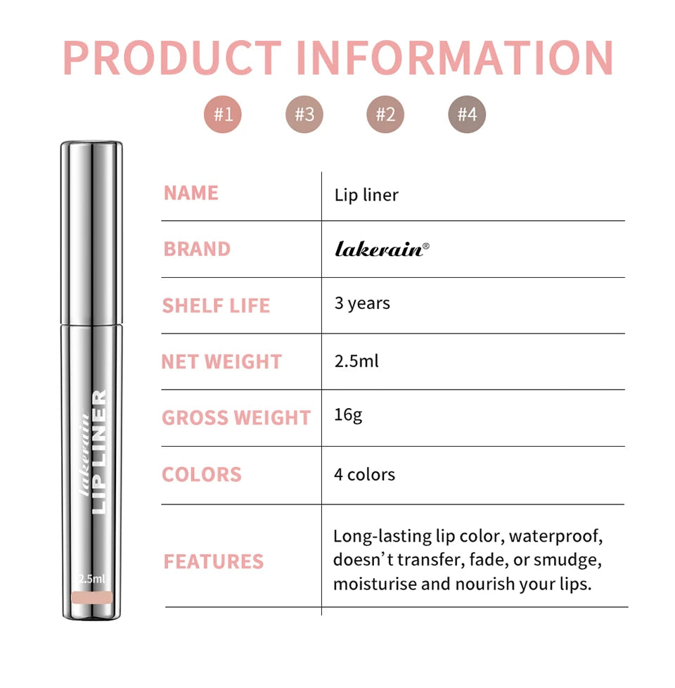 Delineador de labios impermeable, tatuaje, brillo de labios, tinte de labios mate de larga duración, contorno marrón, cosmético de manchas de labios