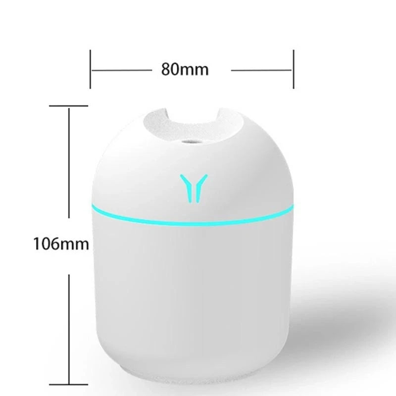 Mini humidificador de aire USB de 250ML, difusor de aceites esenciales aromáticos para el hogar y el coche, generador de niebla silencioso ultrasónico con lámpara LED de Color