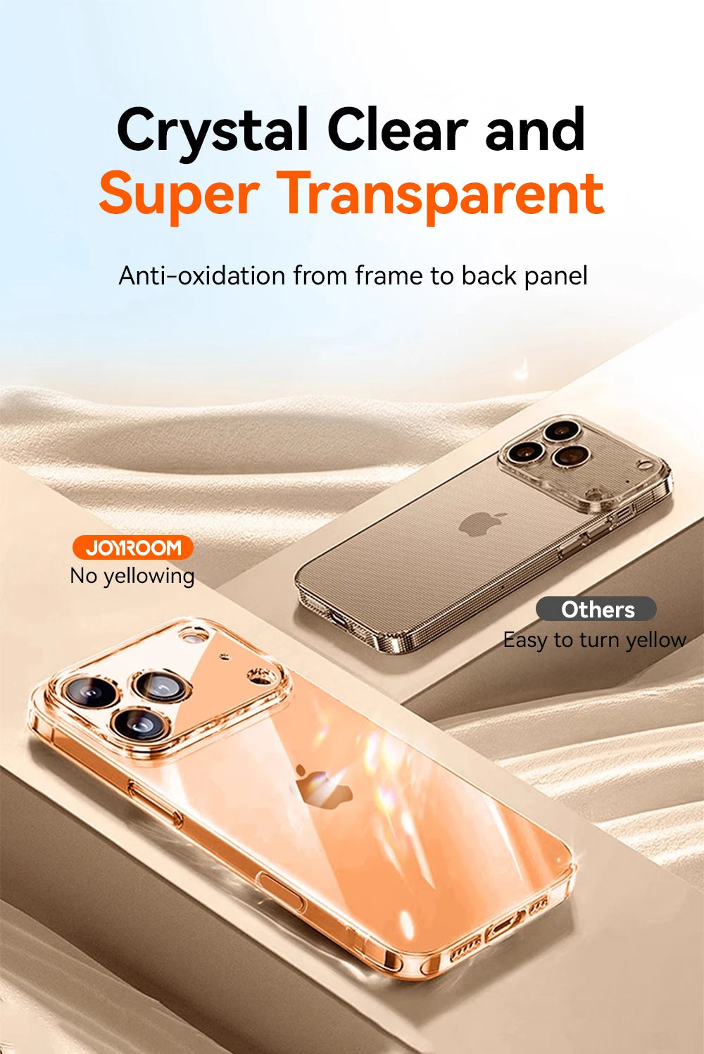 Joyroom para iPhone 17 16 15 Pro Max funda protectora de lente funda antiamarilla para iPhone 17 16 Pro Max cubierta transparente a prueba de golpes