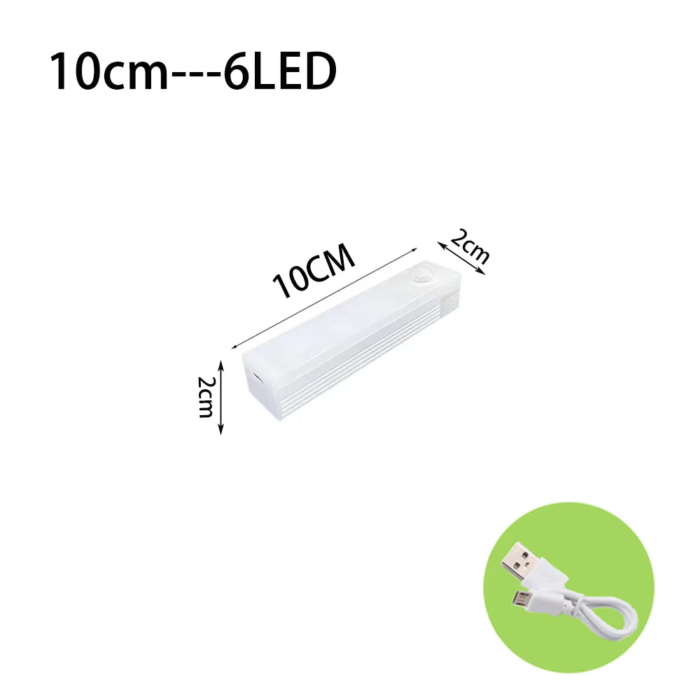 Luz LED con Sensor de movimiento, luz nocturna LED inalámbrica tipo C, luz recargable para armario, lámpara de armario, retroiluminación de escalera para cocina