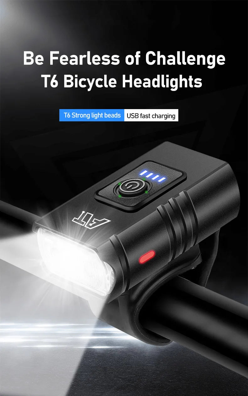 Luz delantera LED para bicicleta, faro recargable tipo C para bicicleta de montaña y carretera, fácil de instalar, accesorios para ciclismo