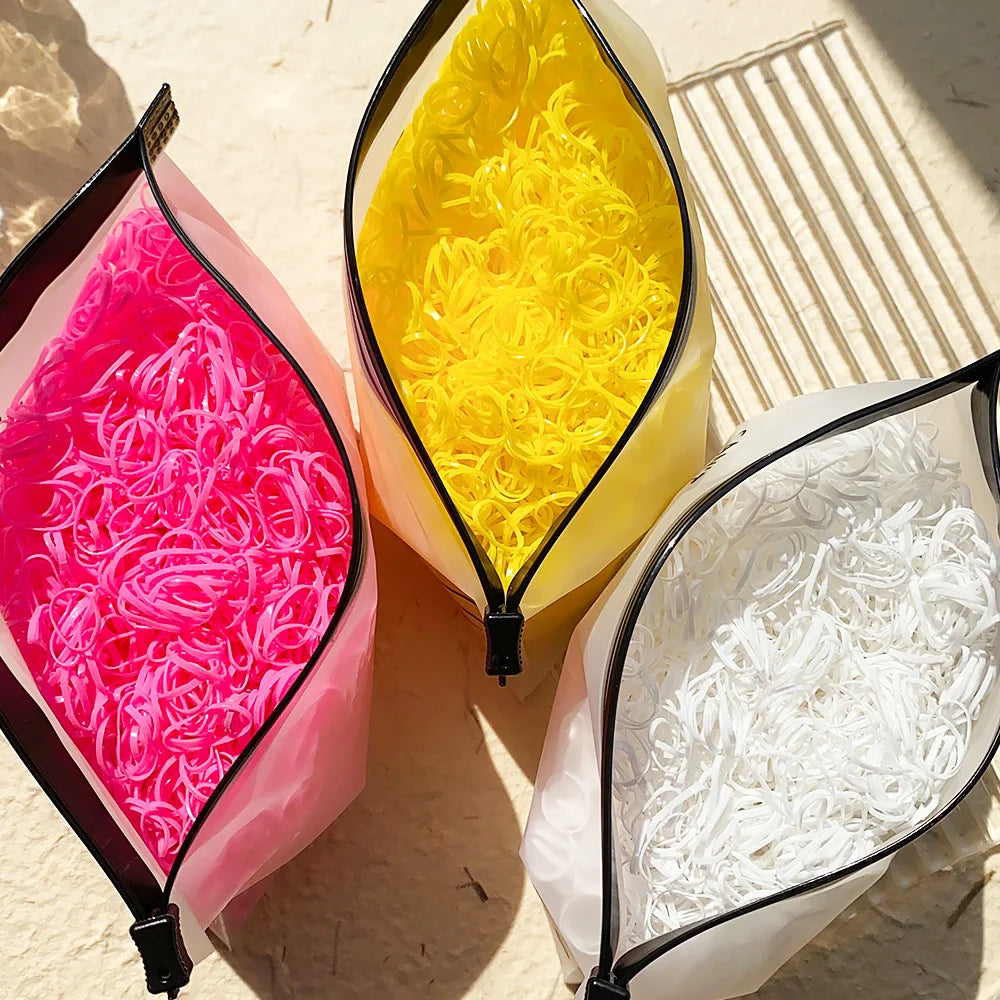 Banda de goma desechable de colores para niña, diadema para el pelo, coleteros, accesorios para el cabello, 500/1000/2000 piezas