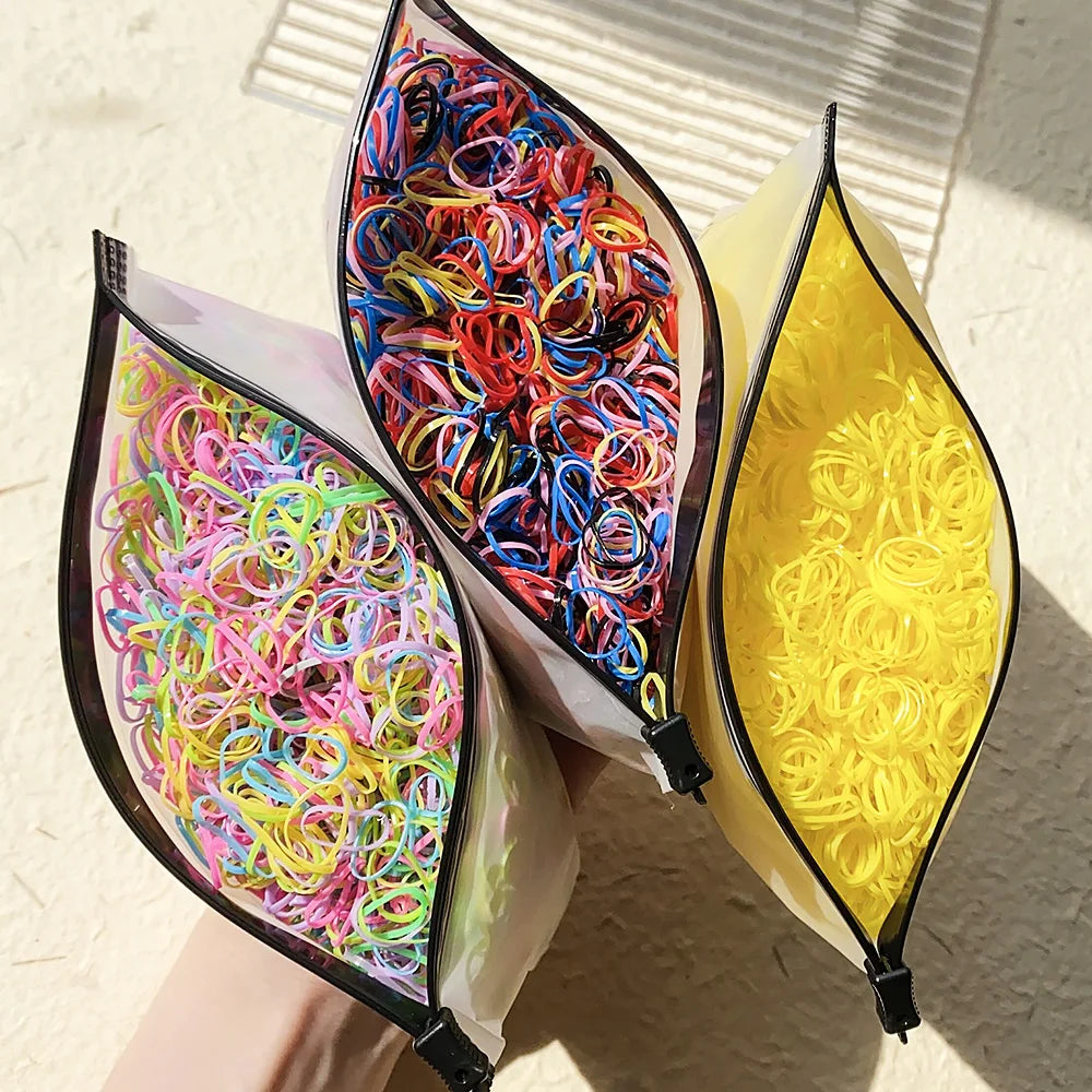 Banda de goma desechable de colores para niña, diadema para el pelo, coleteros, accesorios para el cabello, 500/1000/2000 piezas