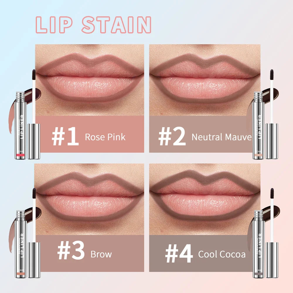Delineador de labios impermeable, tatuaje, brillo de labios, tinte de labios mate de larga duración, contorno marrón, cosmético de manchas de labios