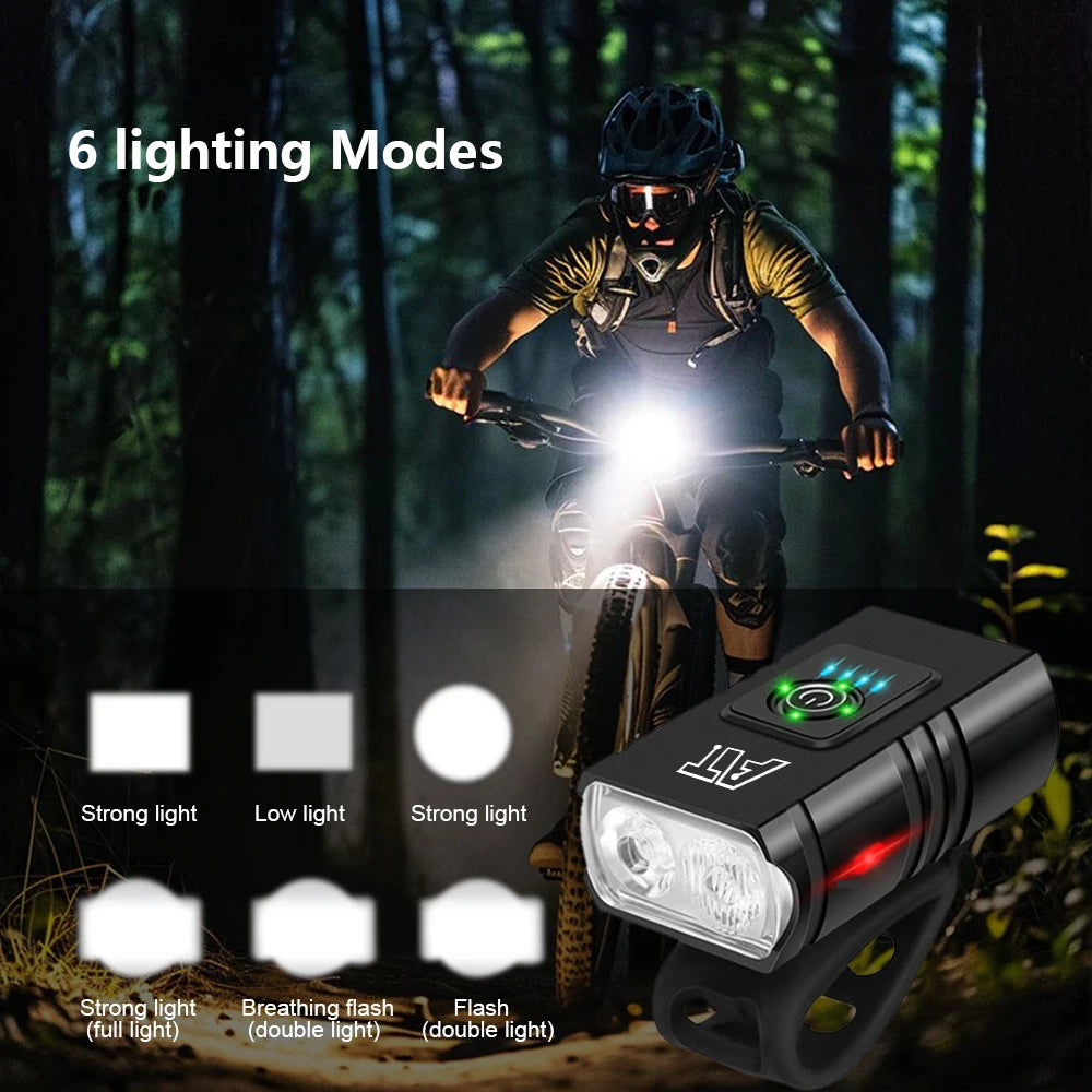 Luz delantera LED para bicicleta, faro recargable tipo C para bicicleta de montaña y carretera, fácil de instalar, accesorios para ciclismo