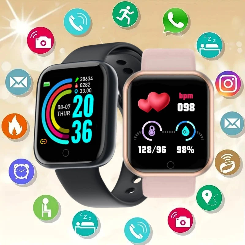 Reloj inteligente Y68 D20 para hombres, mujeres y niños, reloj inteligente con recordatorio de música, Control de calorías y distancia, rastreador de Fitness, relojes con alarma