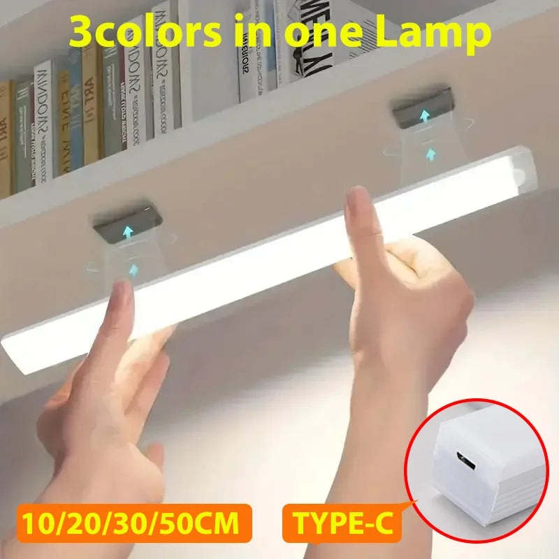 Luz LED con Sensor de movimiento, luz nocturna LED inalámbrica tipo C, luz recargable para armario, lámpara de armario, retroiluminación de escalera para cocina