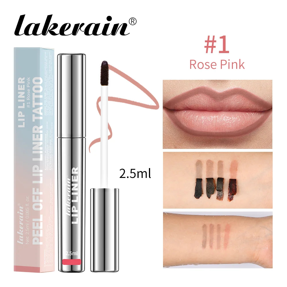 Delineador de labios impermeable, tatuaje, brillo de labios, tinte de labios mate de larga duración, contorno marrón, cosmético de manchas de labios