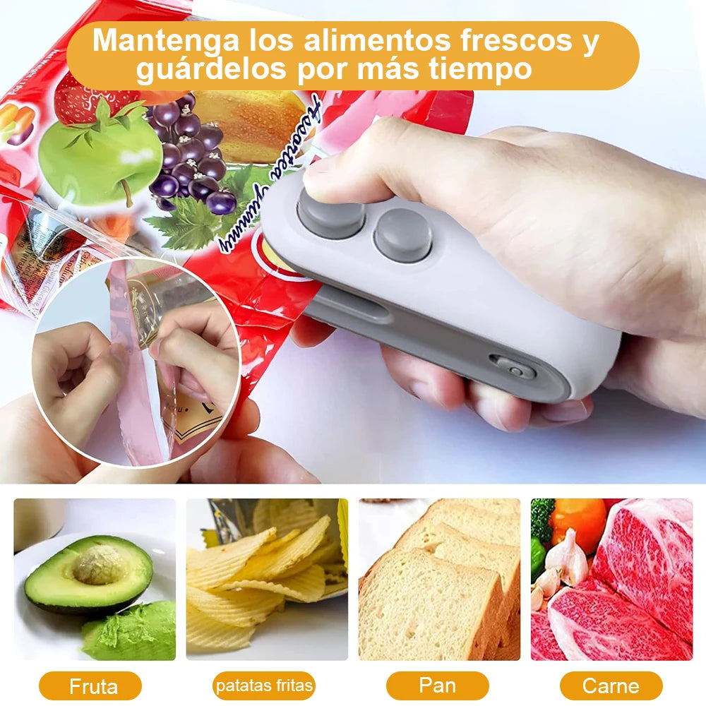 Mini máquina de sellado de bolsas de calor, sellador de paquetes de bolsas de plástico, sellador de bolsas de Clip, sellador de mano, embalaje de alimentos, sellador de calor