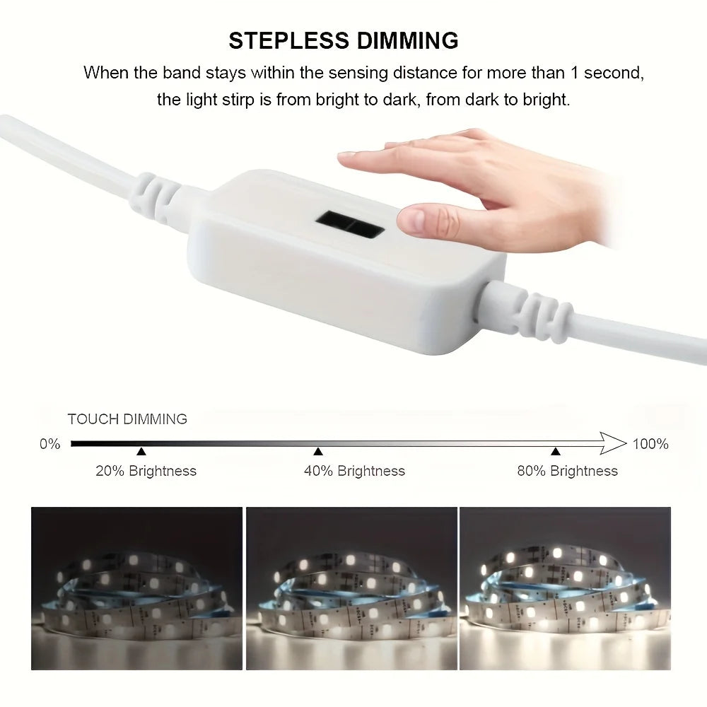 Tira de luces LED con detección manual, Sensor de encendido y apagado de movimiento, 5V, USB, 30LED/M, cinta de luces de diodo para decoración de armario, iluminación de cocina