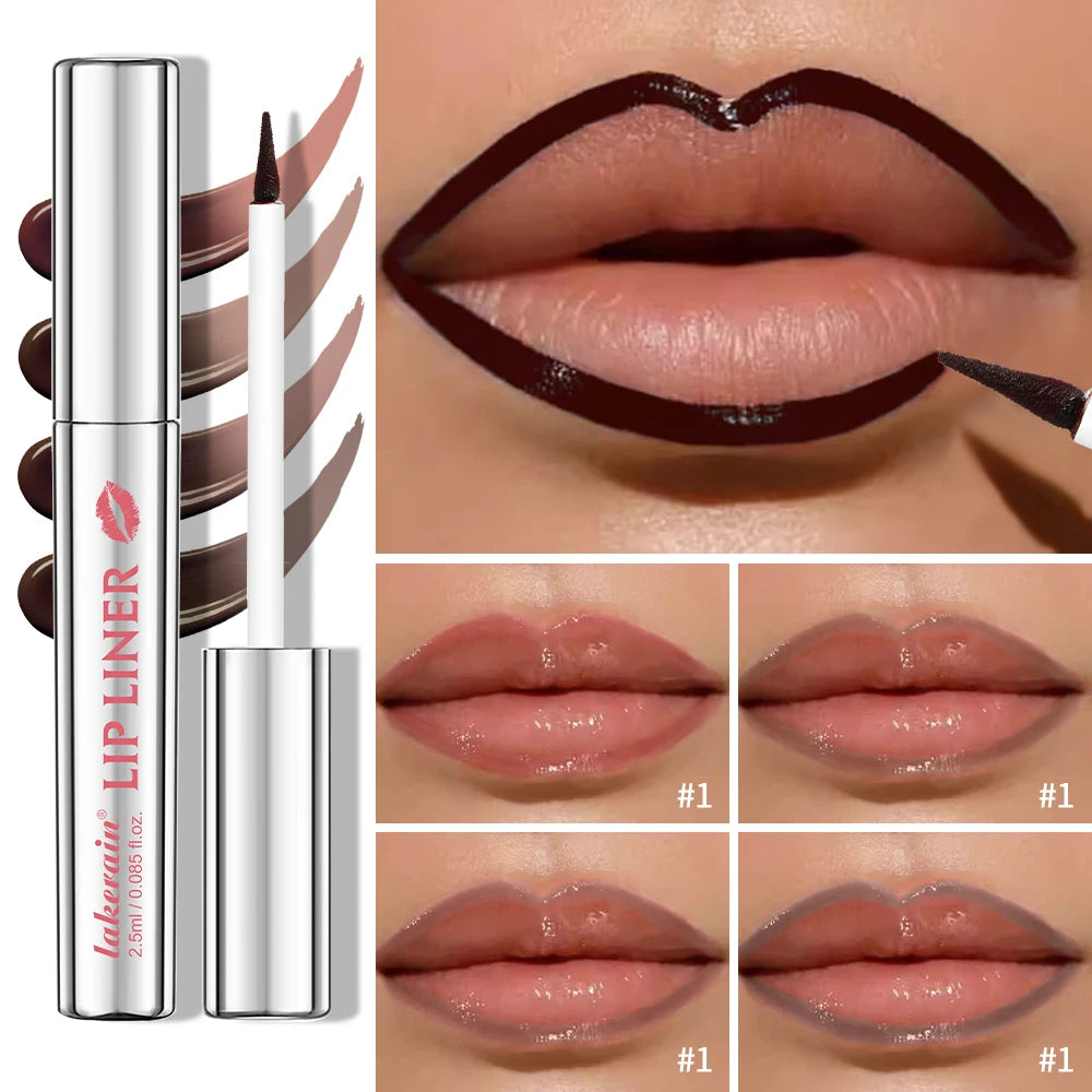 Delineador de labios impermeable, tatuaje, brillo de labios, tinte de labios mate de larga duración, contorno marrón, cosmético de manchas de labios