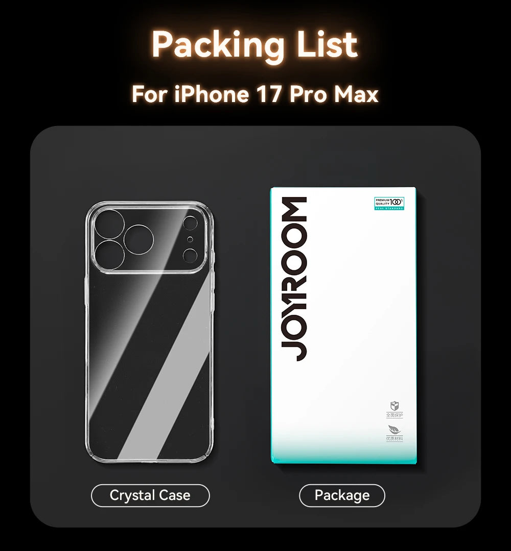 Joyroom para iPhone 17 16 15 Pro Max funda protectora de lente funda antiamarilla para iPhone 17 16 Pro Max cubierta transparente a prueba de golpes