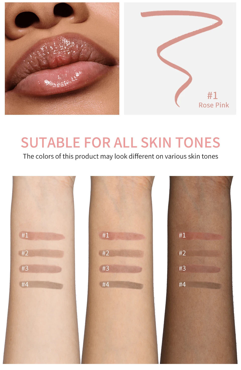Delineador de labios impermeable, tatuaje, brillo de labios, tinte de labios mate de larga duración, contorno marrón, cosmético de manchas de labios