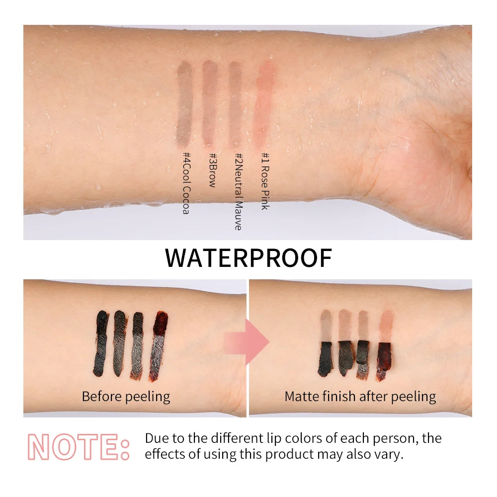 Delineador de labios impermeable, tatuaje, brillo de labios, tinte de labios mate de larga duración, contorno marrón, cosmético de manchas de labios
