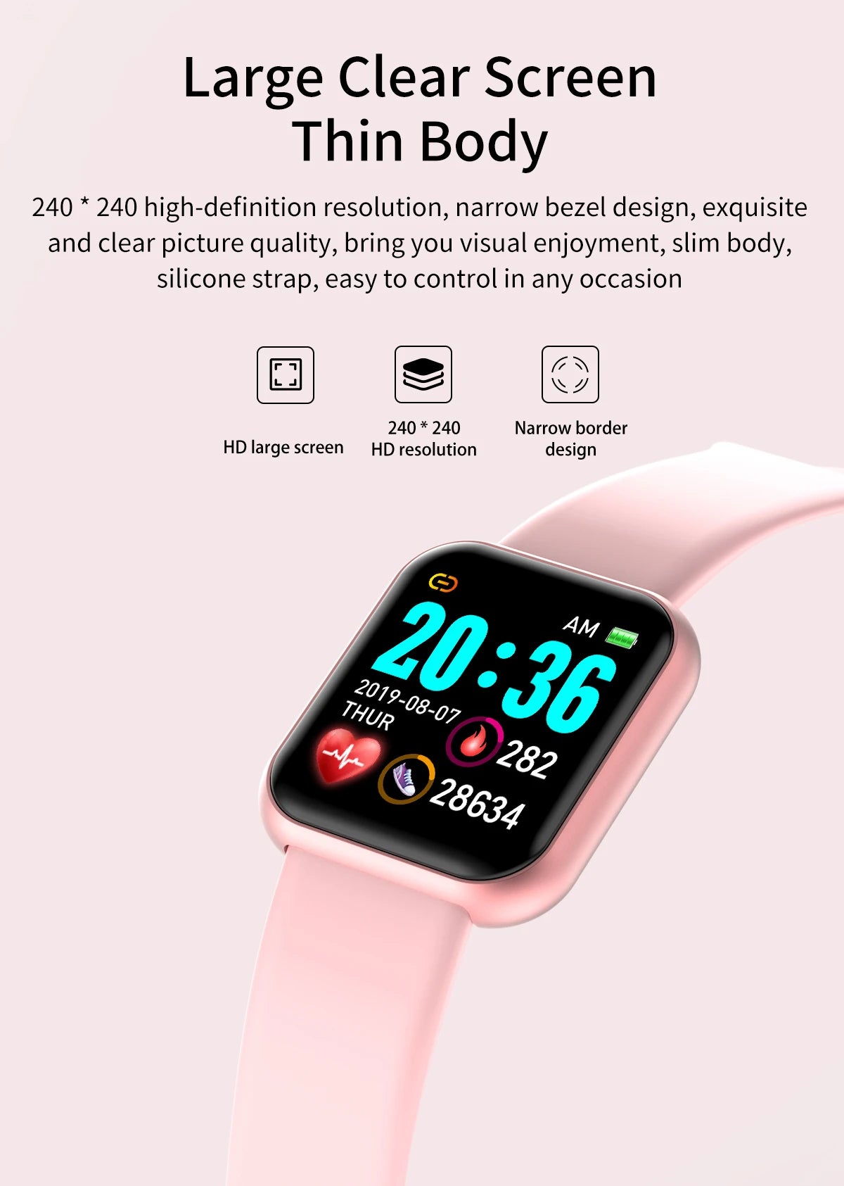 Reloj inteligente Y68 D20 para hombres, mujeres y niños, reloj inteligente con recordatorio de música, Control de calorías y distancia, rastreador de Fitness, relojes con alarma