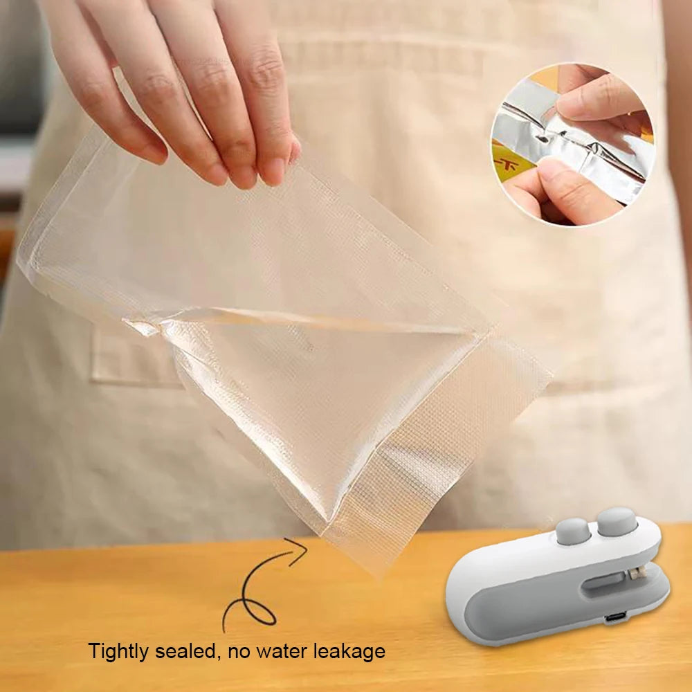 Mini máquina de sellado de bolsas de calor, sellador de paquetes de bolsas de plástico, sellador de bolsas de Clip, sellador de mano, embalaje de alimentos, sellador de calor