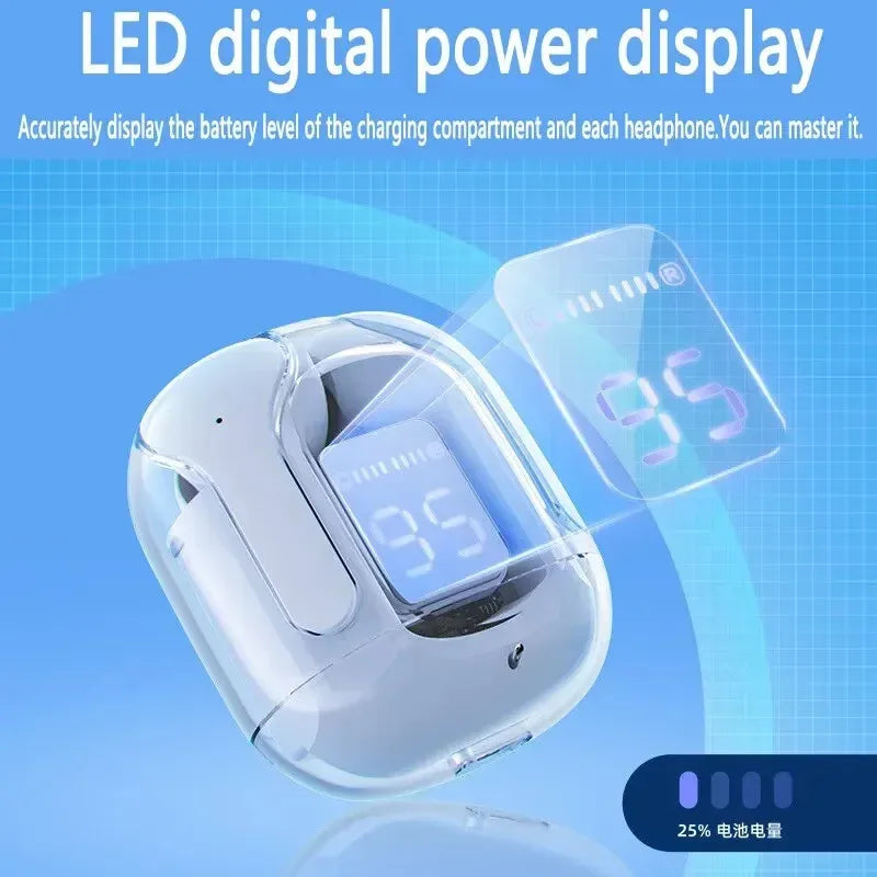 Auriculares inalámbricos T2 originales, cascos con Bluetooth, transparentes, HIFI, LED, pantalla Digital, sonido estéreo, para Xiaomi