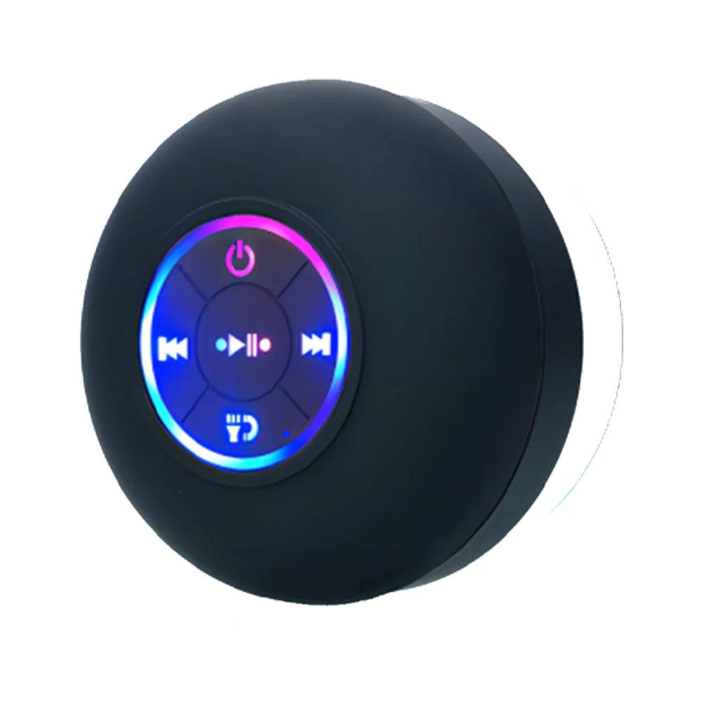 Altavoz Bluetooth inalámbrico portátil, altavoz LED IPX4, resistente al agua, con ventosa grande, Mini caja de sonido estéreo para baño y exteriores