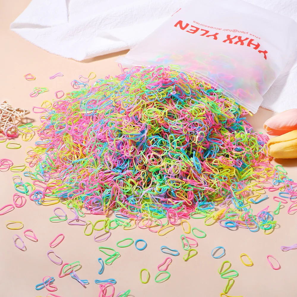 Banda de goma desechable de colores para niña, diadema para el pelo, coleteros, accesorios para el cabello, 500/1000/2000 piezas