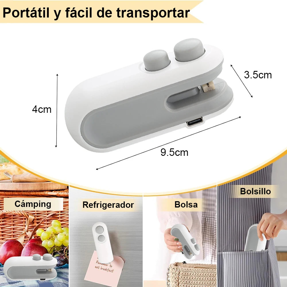 Mini máquina de sellado de bolsas de calor, sellador de paquetes de bolsas de plástico, sellador de bolsas de Clip, sellador de mano, embalaje de alimentos, sellador de calor