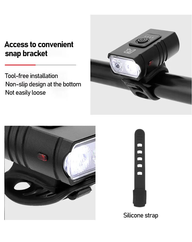 Luz delantera LED para bicicleta, faro recargable tipo C para bicicleta de montaña y carretera, fácil de instalar, accesorios para ciclismo
