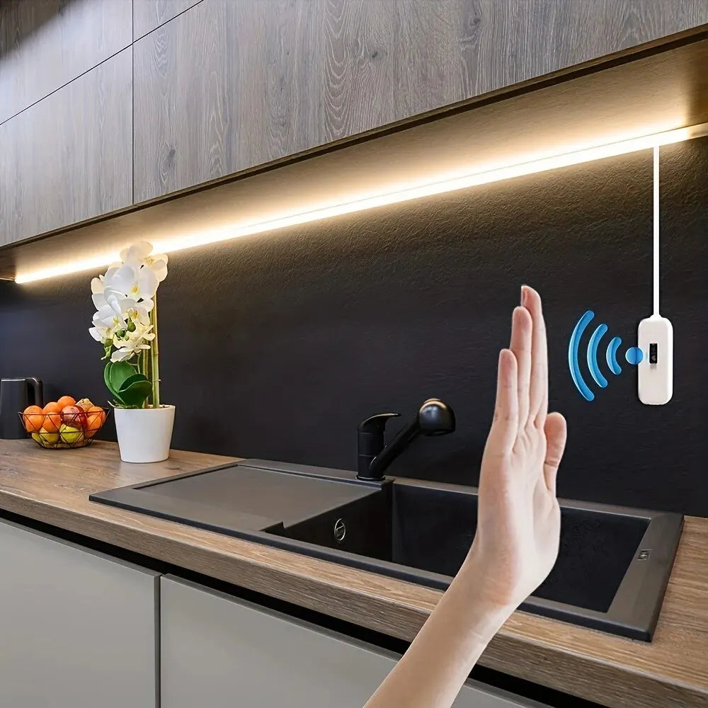 Tira de luces LED con detección manual, Sensor de encendido y apagado de movimiento, 5V, USB, 30LED/M, cinta de luces de diodo para decoración de armario, iluminación de cocina